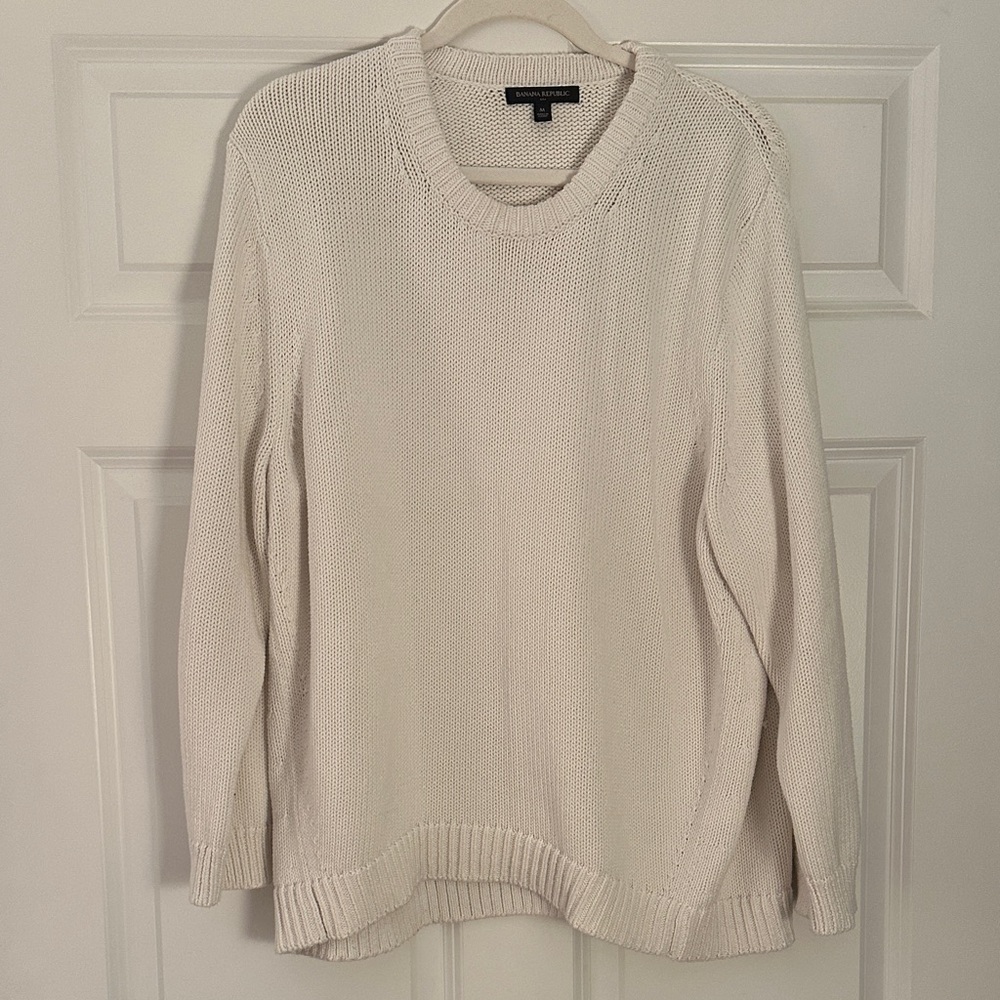 Banana Republic Women's Ivory Crew Neck Sweater